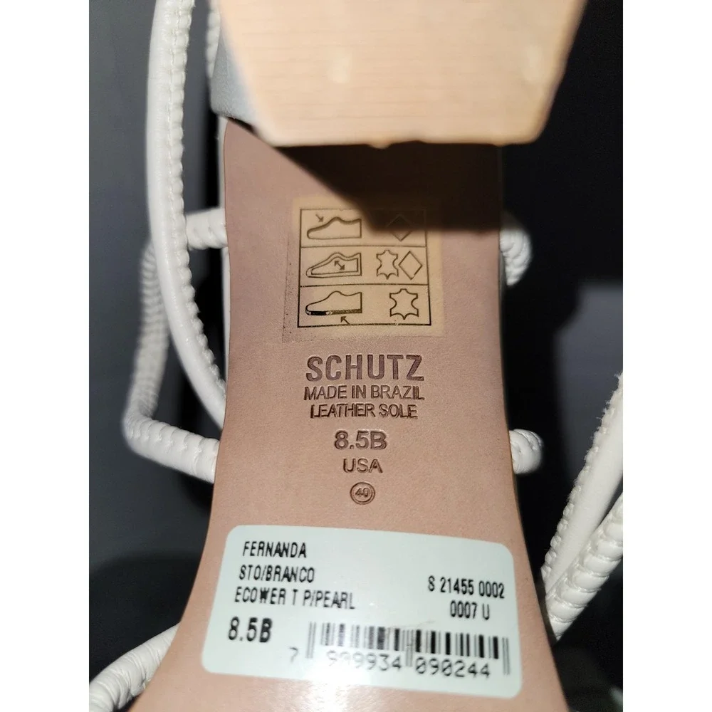 Schutz Womens Fernanda Ivory Strappy Heeled Sandals Sz 8.5 B Square Toe Lace Up‎